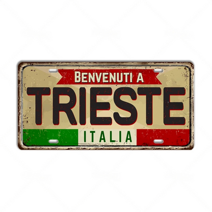 Italy License Plate • Italian City Comune Province Tin Sign • Euro Trip Landmark Metal Print • Travel Souvenir Shabby Chic Wall Decor Gift