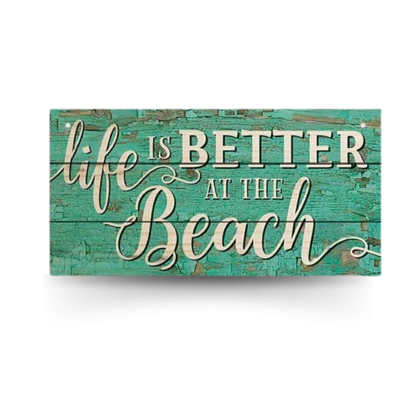 Beach Wood Sign • Summer Happy Quote Wooden Plaque • Sun Flip Flop Coastal Art MDF Print • Tropical Seaside Home Decor Art Piece • Papagaio Studio Design Shop