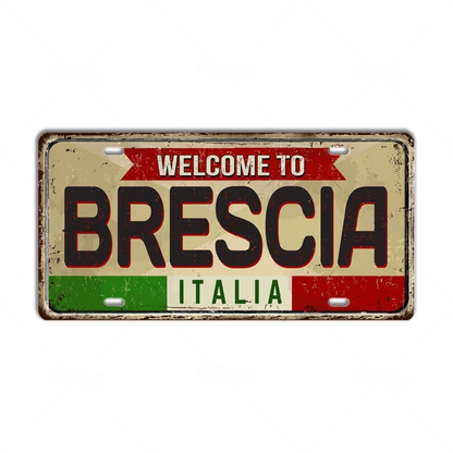 Italy License Plate • Italian City Comune Province Tin Sign • Euro Trip Landmark Metal Print • Travel Souvenir Shabby Chic Wall Decor Gift