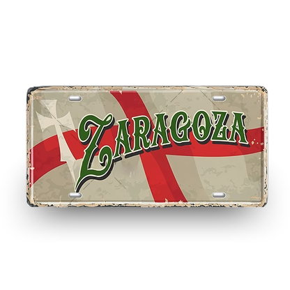 Zaragoza Spain License Plate Tin Sign - Vintage Aragon city metal print decor