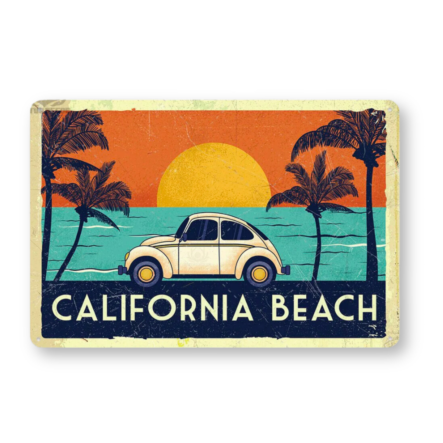 Summer Beach Tin Sign • Vintage Surfing Metal Plaque • Seaside Surfboard Decorative HD Print Wall Hanging Decor for Surf Bar Beach House • Papagaio Studio Design Shop