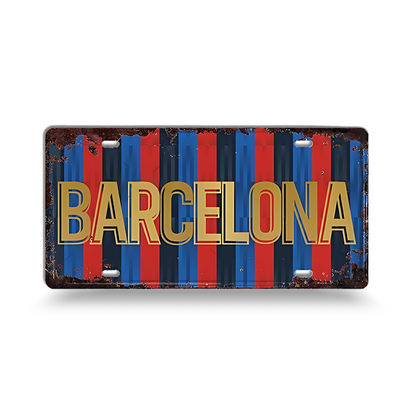Vintage Football City License Plate Tin Sign • Metal Print Gift For Soccer Fan • Sports Decorative Plaque
