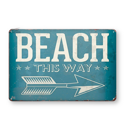 Summer Beach Tin Sign • Vintage Surfing Metal Plaque • Seaside Surfboard Decorative HD Print Wall Hanging Decor for Surf Bar Beach House • Papagaio Studio Design Shop