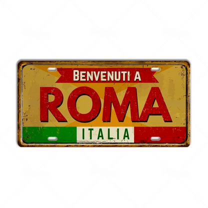 Italy License Plate • Italian City Comune Province Tin Sign • Euro Trip Landmark Metal Print • Travel Souvenir Shabby Chic Wall Decor Gift