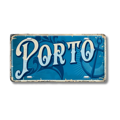 Portugal Landmark License Plate | Portuguese City Metal Sign | Vintage Decorative Plaque Wall Decor | Tin Sign Gift for Europe Travelers