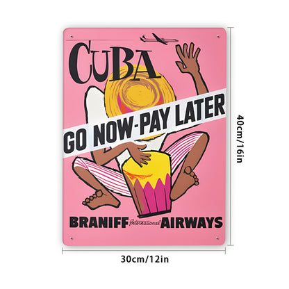 Vintage Flight Destination Poster Tin Sign Collection • Retro Airline Travel Ad Metal Prints