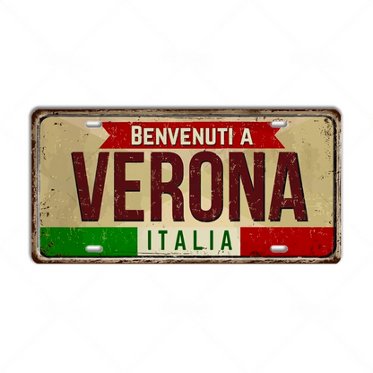 Italy License Plate • Italian City Comune Province Tin Sign • Euro Trip Landmark Metal Print • Travel Souvenir Shabby Chic Wall Decor Gift