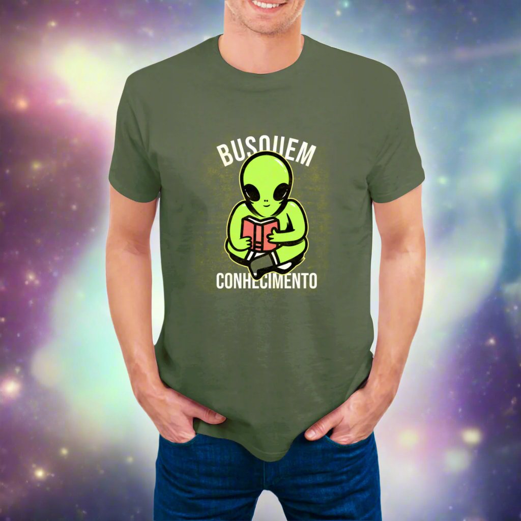 ET Bilu Brazilian Folklore Funny T-Shirt • Brazil Pop Meme "Busquem Conhecimento" Alien Tee Shirt