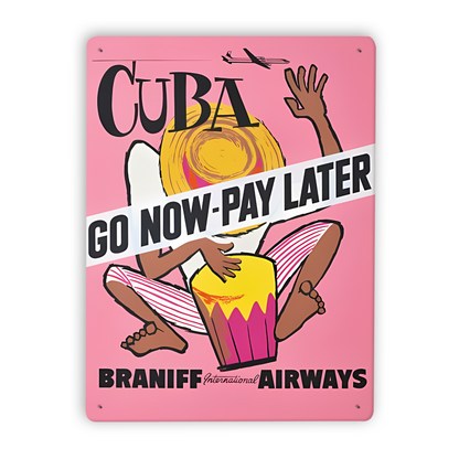 Vintage Flight Destination Poster Tin Sign Collection • Retro Airline Travel Ad Metal Prints