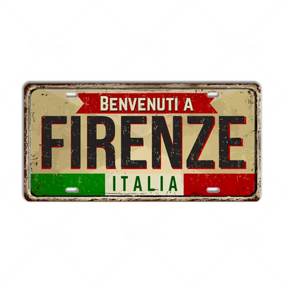 Italy License Plate • Italian City Comune Province Tin Sign • Euro Trip Landmark Metal Print • Travel Souvenir Shabby Chic Wall Decor Gift