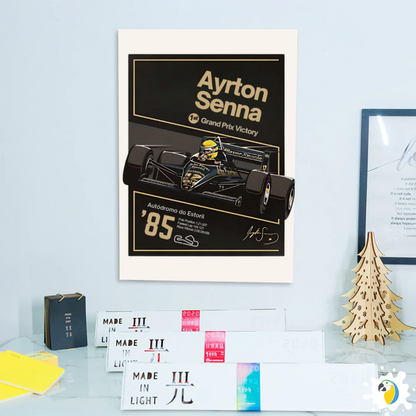 Ayrton Senna 1st Grand Prix Victory At Estoril 1985 • Self-Adhesive Poster • Papagaio Studio Brazilian Shop