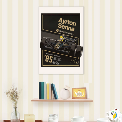 Ayrton Senna 1st Grand Prix Victory At Estoril 1985 • Self-Adhesive Poster • Papagaio Studio Brazilian Shop