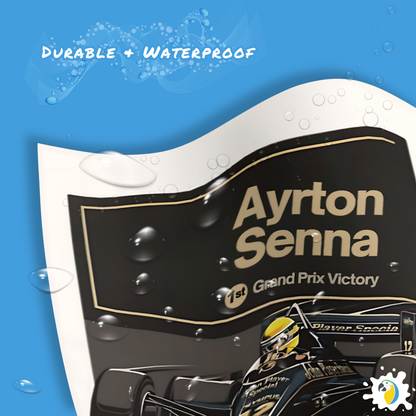 Ayrton Senna 1st Grand Prix Victory At Estoril 1985 • Self-Adhesive Poster • Papagaio Studio Brazilian Shop