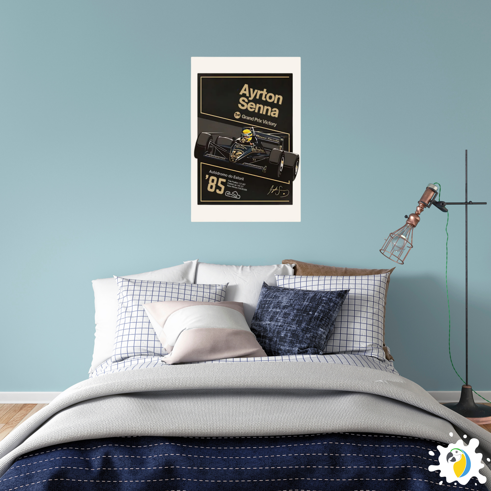 Ayrton Senna 1st Grand Prix Victory At Estoril 1985 • Self-Adhesive Poster • Papagaio Studio Brazilian Shop