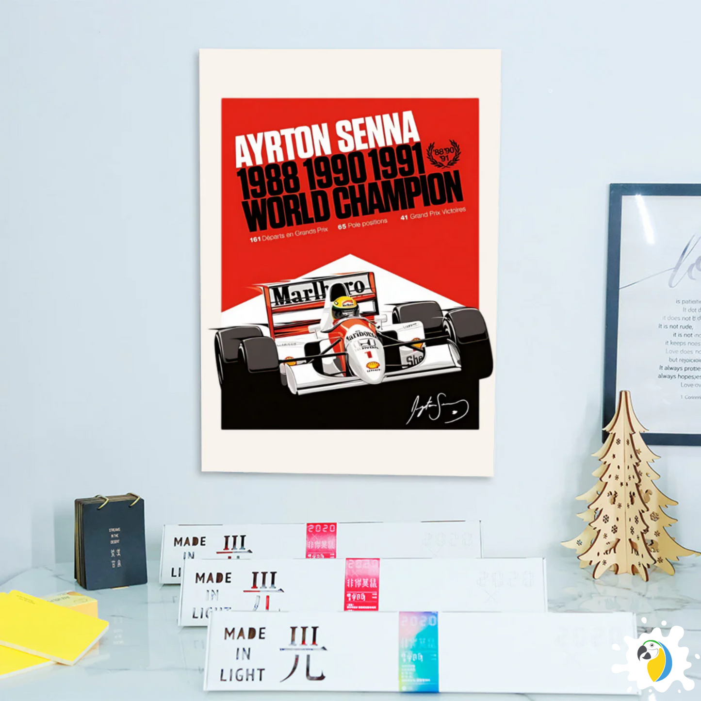 Ayrton Senna World Champion 1988, 1990, 1991 - Self-Adhesive Poster