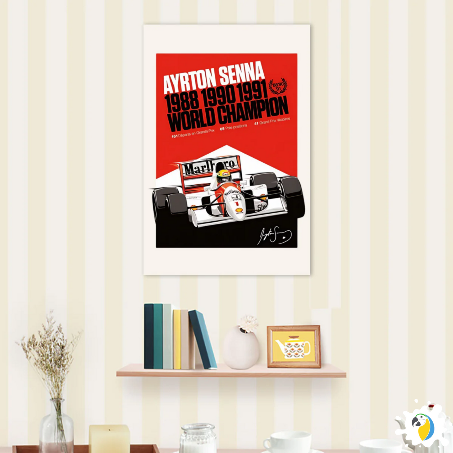 Ayrton Senna World Champion 1988, 1990, 1991 - Self-Adhesive Poster