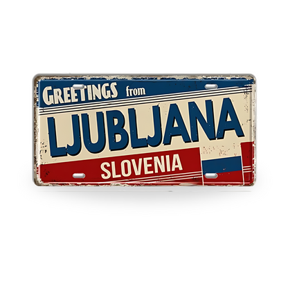 Baltic, Slavic, and Balkans Souvenir Tin Signs • Vintage Europe License Plate Metal Prints