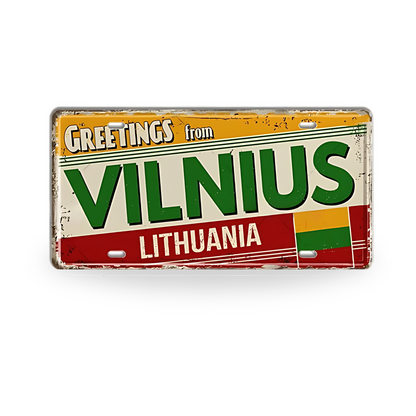 Baltic, Slavic, and Balkans Souvenir Tin Signs • Vintage Europe License Plate Metal Prints