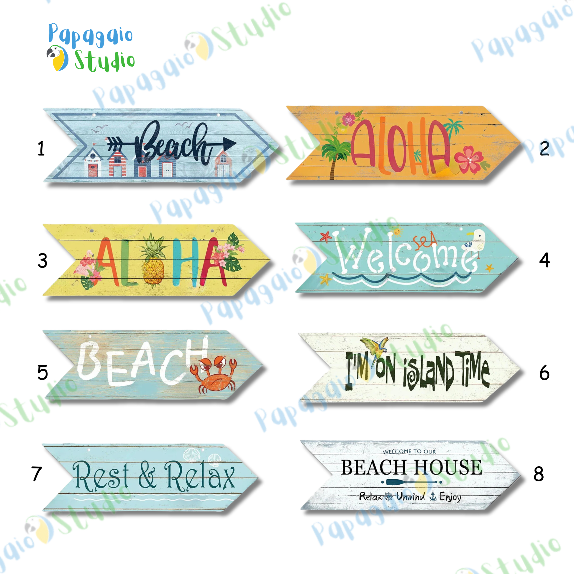 Coastal Charm Arrow Signs - 24 Beach-Inspired Designs • Papagaio Studio Design Shop