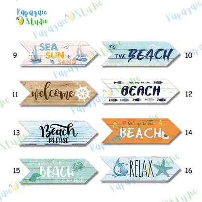 Coastal Charm Arrow Signs - 24 Beach-Inspired Designs • Papagaio Studio Design Shop