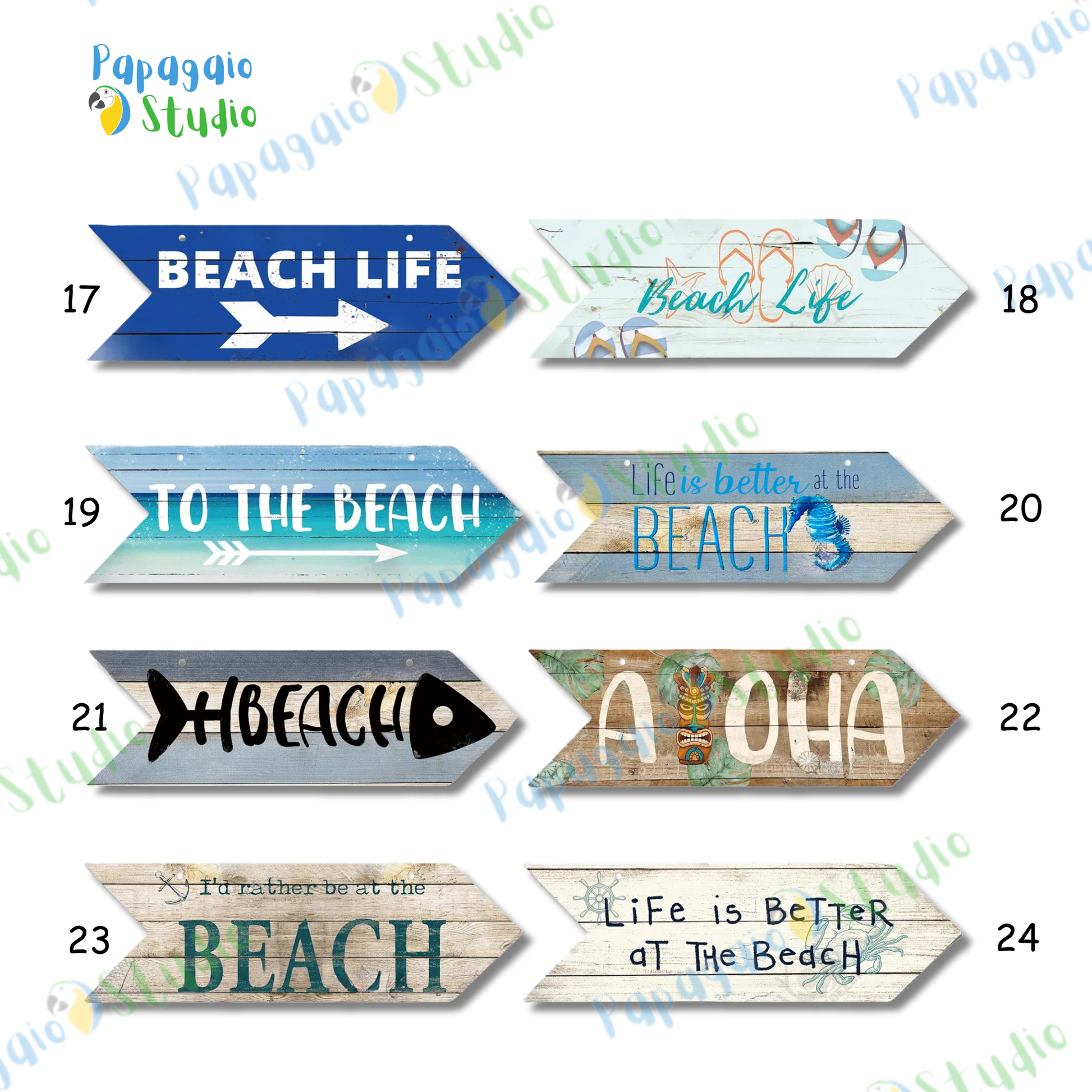 Coastal Charm Arrow Signs - 24 Beach-Inspired Designs • Papagaio Studio Design Shop