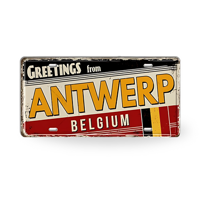 Belgium Netherlands Tin Signs • Austria Poland Metal License Plates • Czech Republic Decorative Signage • Papagaio Studio Print Shop