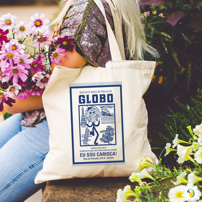 Biscoito Globo Ecobag • Eco-Friendly Cotton Shopping Tote Bag • Brazilian Nostalgia Tote Gift • Reusable Grocery Beach Travel Shoulder Bag • Papagaio Studio Design Shop