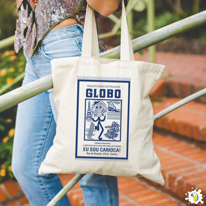 Biscoito Globo Ecobag • Eco-Friendly Cotton Shopping Tote Bag • Brazilian Nostalgia Tote Gift • Reusable Grocery Beach Travel Shoulder Bag • Papagaio Studio Design Shop