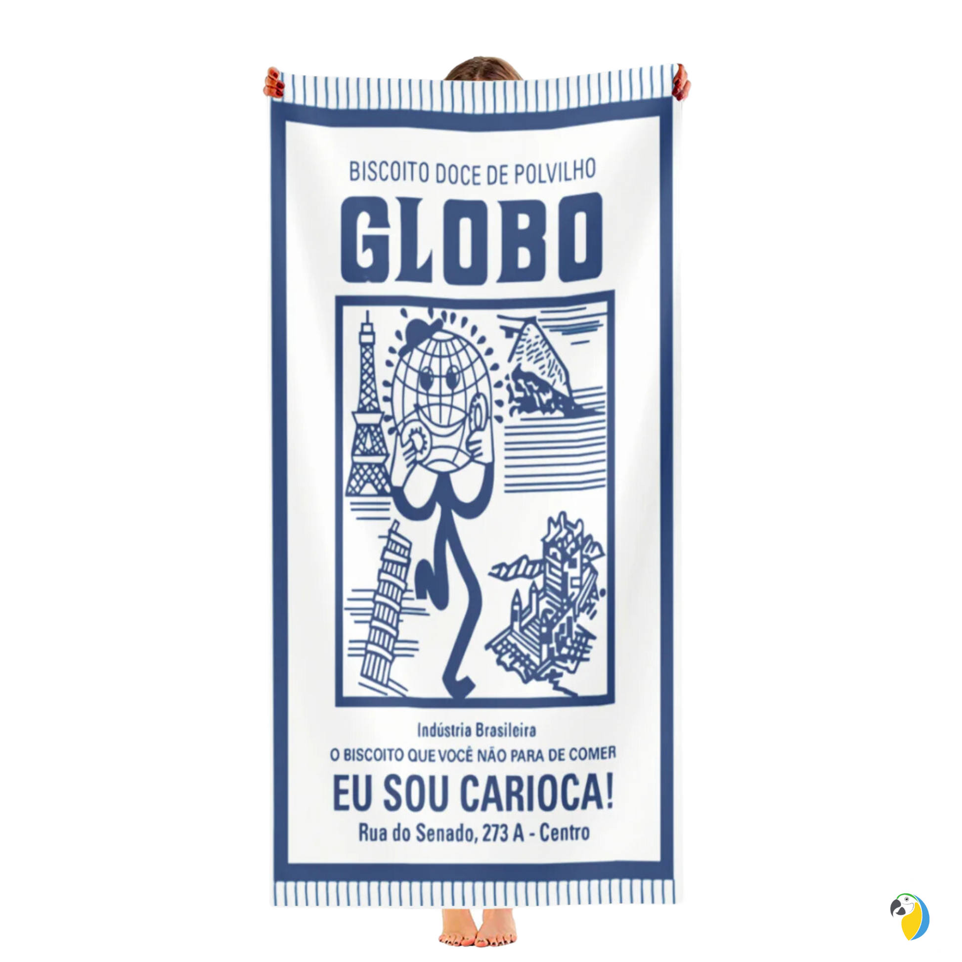 Microfiber Beach Towel With Brazilian Biscoito Globo Print • Rio de Janeiro Brazil Souvenir • Lightweight, Quick-Drying • Papagaio Studio Design Shop