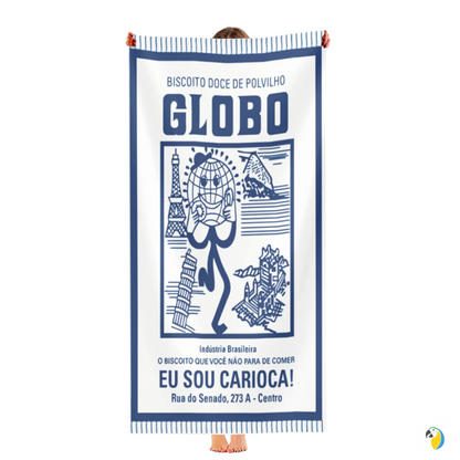 Microfiber Beach Towel With Brazilian Biscoito Globo Print • Rio de Janeiro Brazil Souvenir • Lightweight, Quick-Drying • Papagaio Studio Design Shop