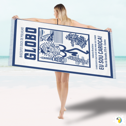 Microfiber Beach Towel With Brazilian Biscoito Globo Print • Rio de Janeiro Brazil Souvenir • Lightweight, Quick-Drying • Papagaio Studio Design Shop