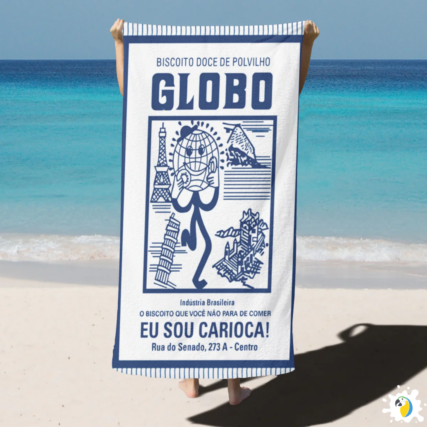 Microfiber Beach Towel With Brazilian Biscoito Globo Print • Rio de Janeiro Brazil Souvenir • Lightweight, Quick-Drying • Papagaio Studio Design Shop