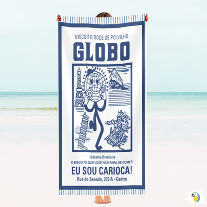 Microfiber Beach Towel With Brazilian Biscoito Globo Print • Rio de Janeiro Brazil Souvenir • Lightweight, Quick-Drying • Papagaio Studio Design Shop