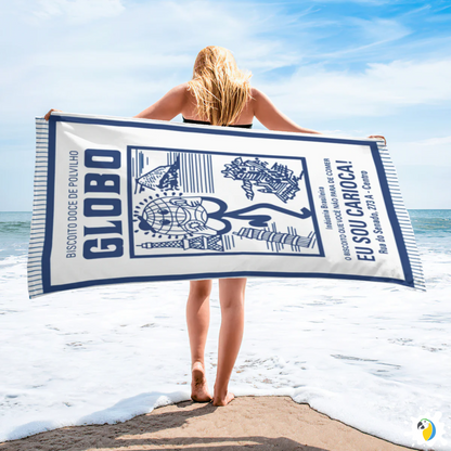 Microfiber Beach Towel With Brazilian Biscoito Globo Print • Rio de Janeiro Brazil Souvenir • Lightweight, Quick-Drying • Papagaio Studio Design Shop