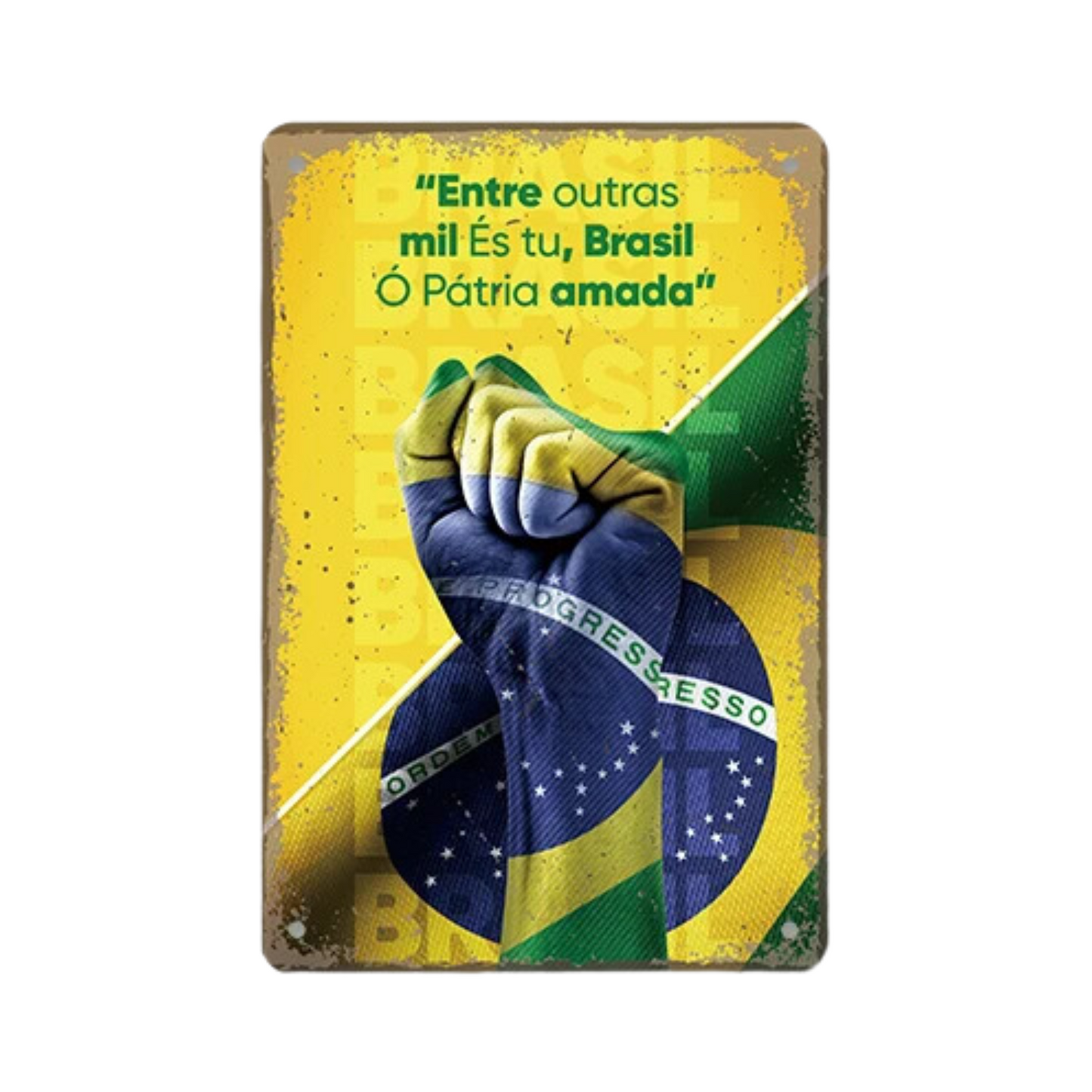 Brazil Tin Signs • Brazilian-Themed Metal Prints For Tropical Vintage Decor • South American Travel Carnival Football Poster Plaque • Papagaio Studio Design Shop