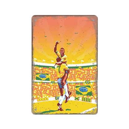 Brazil Tin Signs • Brazilian-Themed Metal Prints For Tropical Vintage Decor • South American Travel Carnival Football Poster Plaque • Papagaio Studio Design Shop