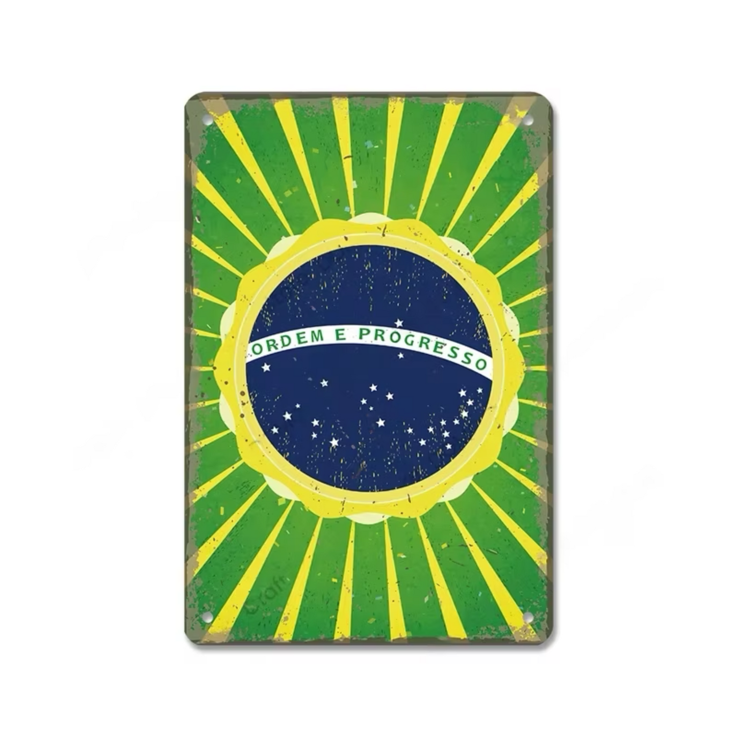 Brazil Tin Signs • Brazilian-Themed Metal Prints For Tropical Vintage Decor • South American Travel Carnival Football Poster Plaque • Papagaio Studio Design Shop