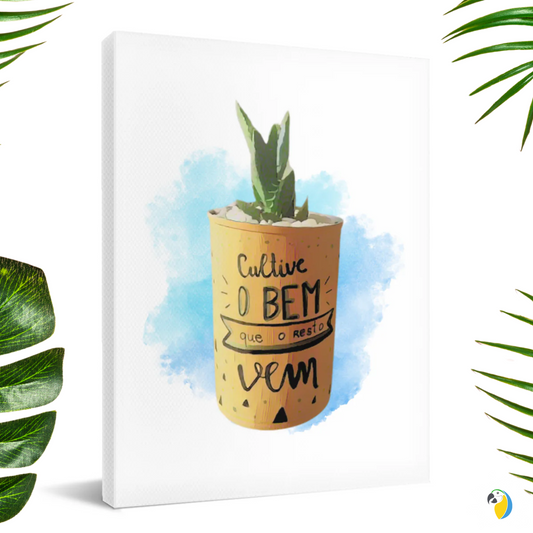Brazil Inspirational Quote Watercolor Painting • Espada De São Jorge Vase Stretched Canvas Wall Art Gift For Brazilian • Papagaio Studio Design Shop