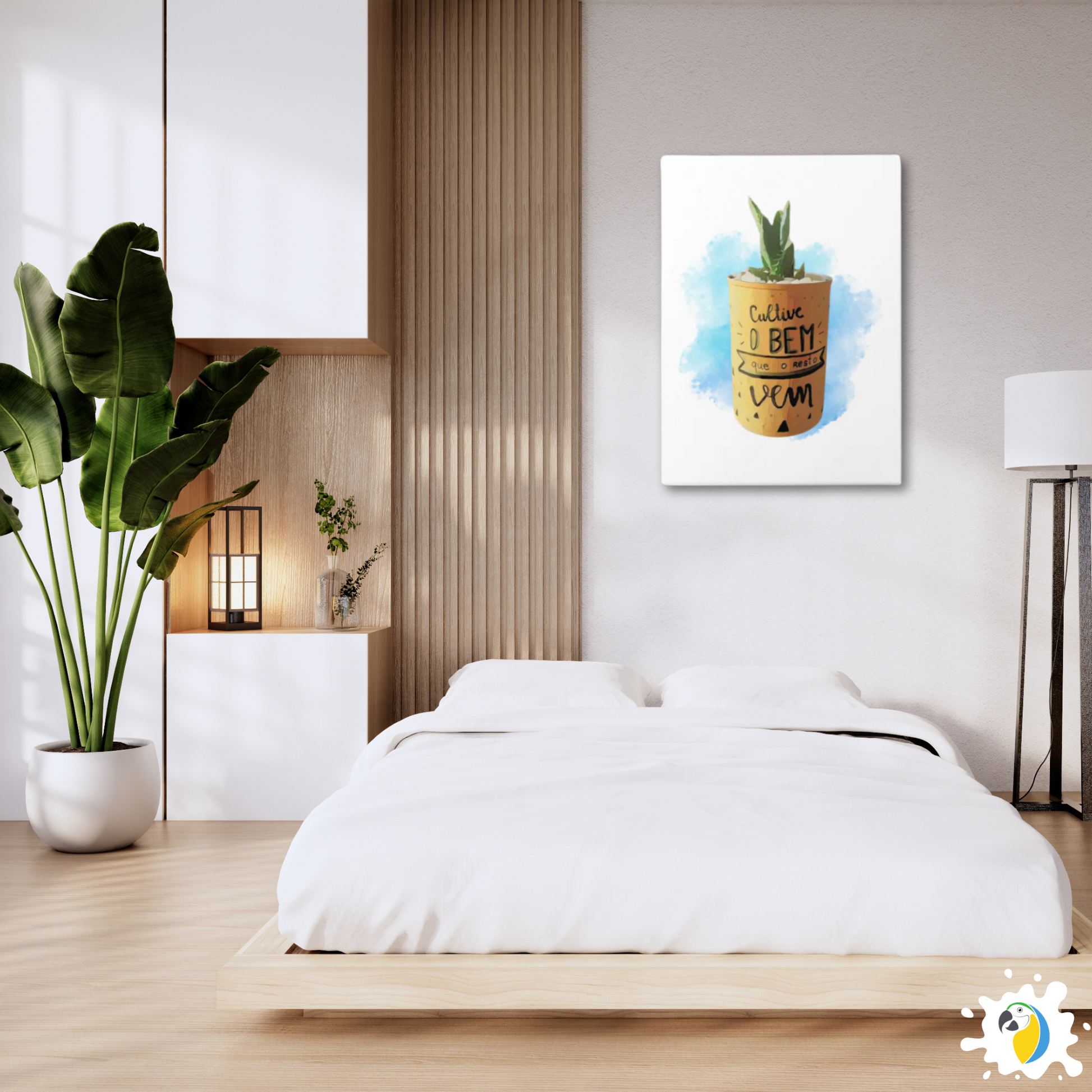 Brazil Inspirational Quote Watercolor Painting • Espada De São Jorge Vase Stretched Canvas Wall Art Gift For Brazilian • Papagaio Studio Design Shop