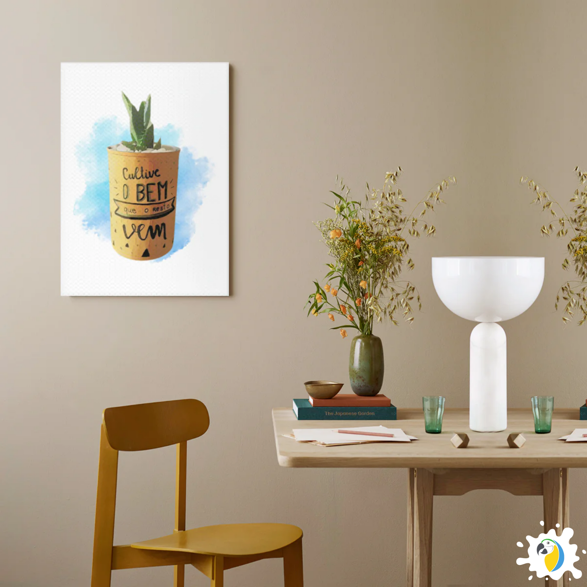 Brazil Inspirational Quote Watercolor Painting • Espada De São Jorge Vase Stretched Canvas Wall Art Gift For Brazilian • Papagaio Studio Design Shop