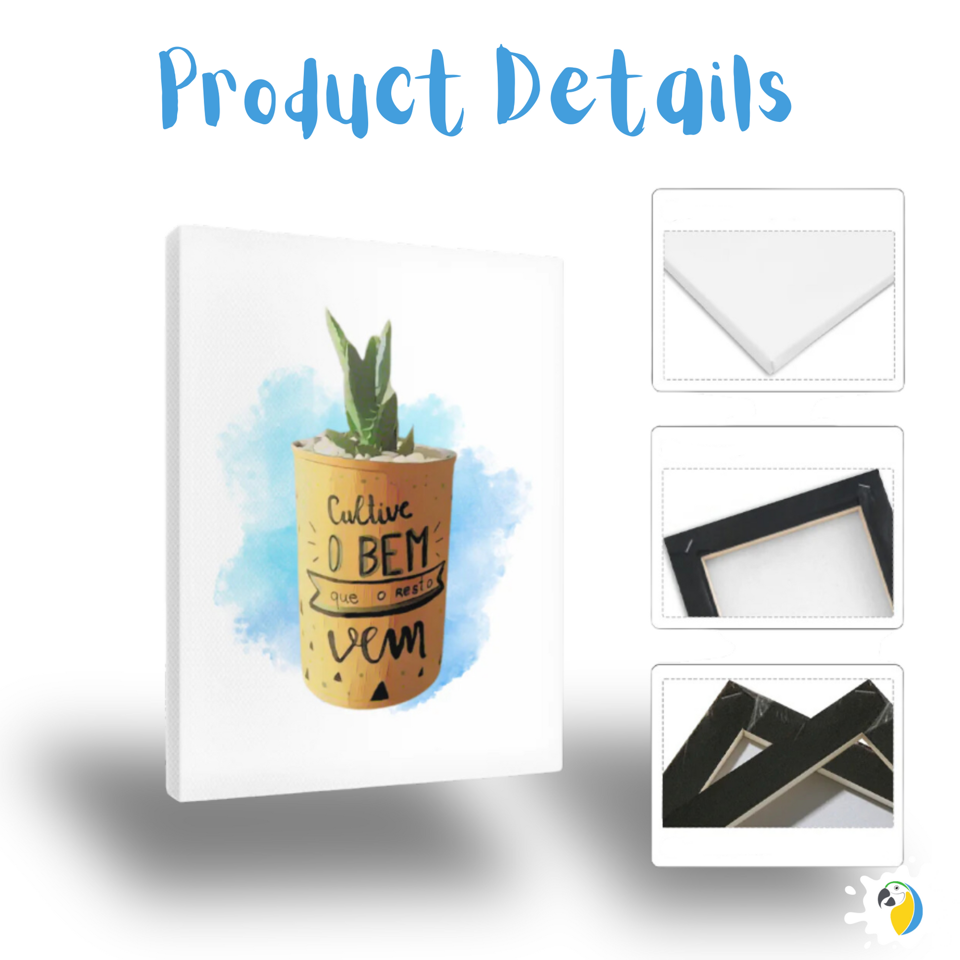 Brazil Inspirational Quote Watercolor Painting • Espada De São Jorge Vase Stretched Canvas Wall Art Gift For Brazilian • Papagaio Studio Design Shop