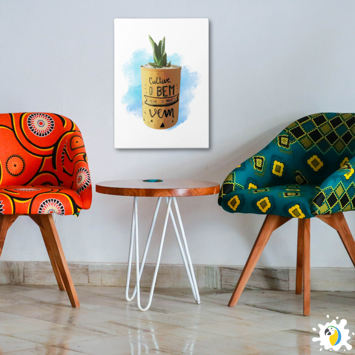 Brazil Inspirational Quote Watercolor Painting • Espada De São Jorge Vase Stretched Canvas Wall Art Gift For Brazilian • Papagaio Studio Design Shop