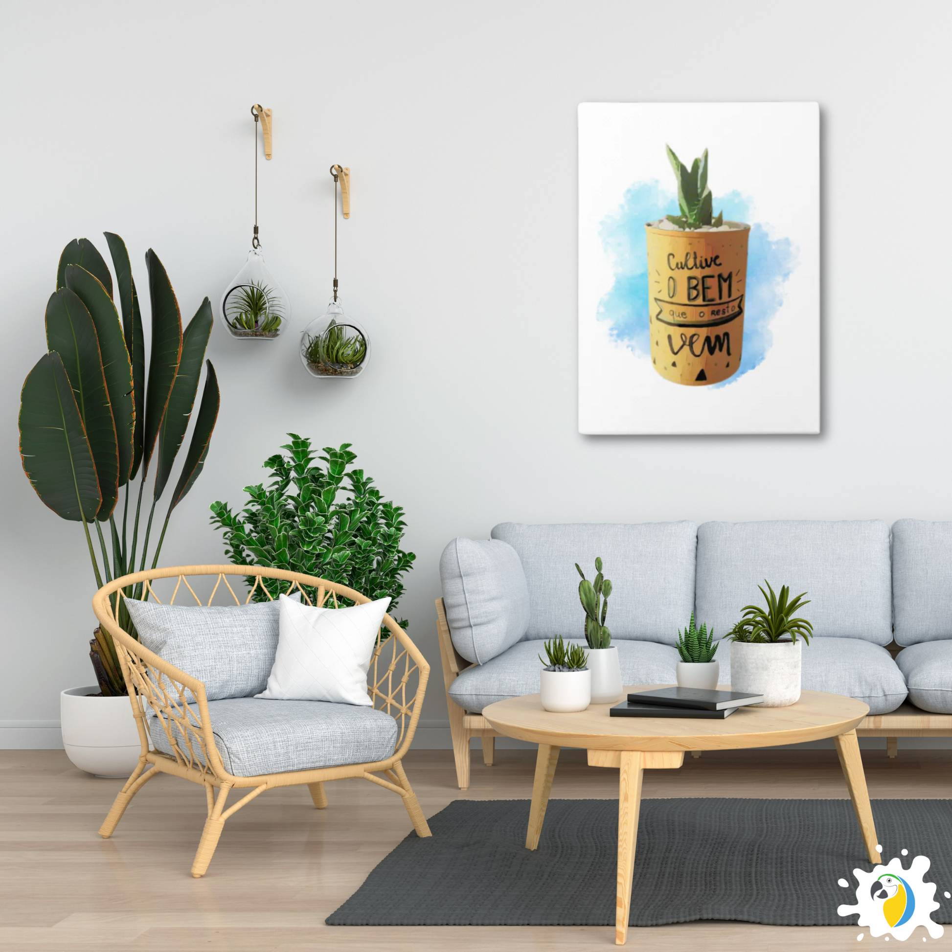 Brazil Inspirational Quote Watercolor Painting • Espada De São Jorge Vase Stretched Canvas Wall Art Gift For Brazilian • Papagaio Studio Design Shop