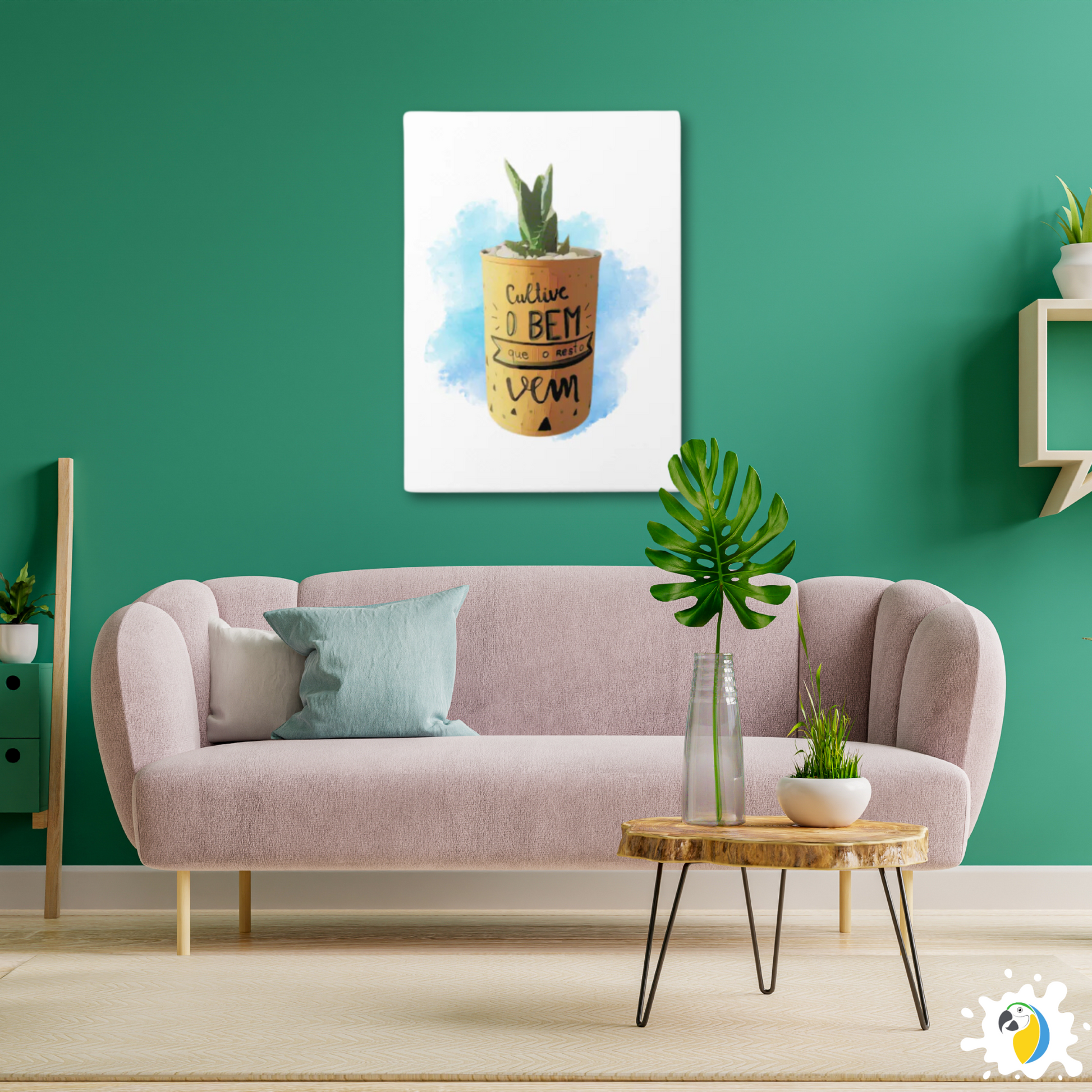 Brazil Inspirational Quote Watercolor Painting • Espada De São Jorge Vase Stretched Canvas Wall Art Gift For Brazilian • Papagaio Studio Design Shop