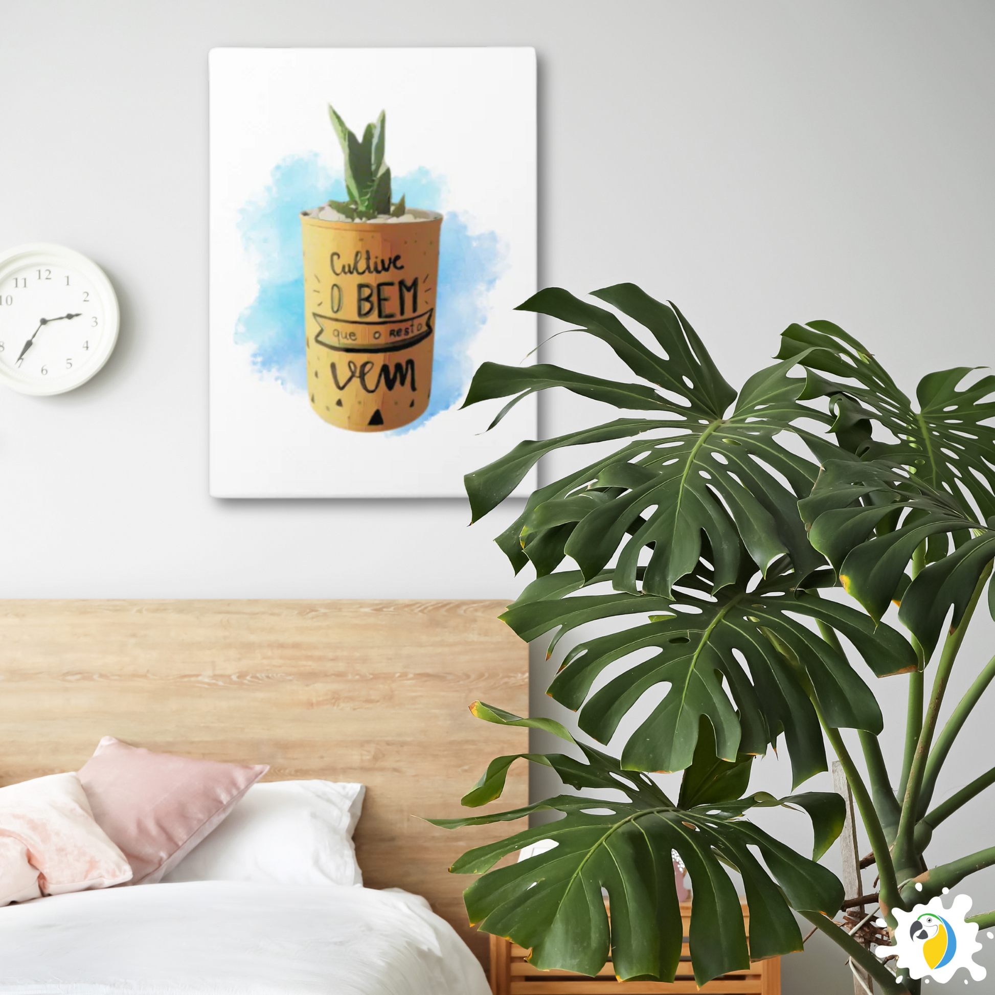 Brazil Inspirational Quote Watercolor Painting • Espada De São Jorge Vase Stretched Canvas Wall Art Gift For Brazilian • Papagaio Studio Design Shop