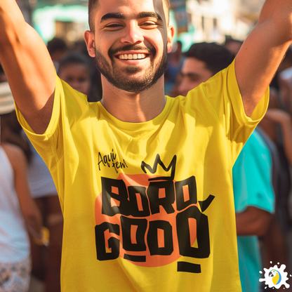 Brazil "Aqui Tem Borogodó" Graphic T-shirt • Brazilian Slang For Swag Funny Yellow Tee