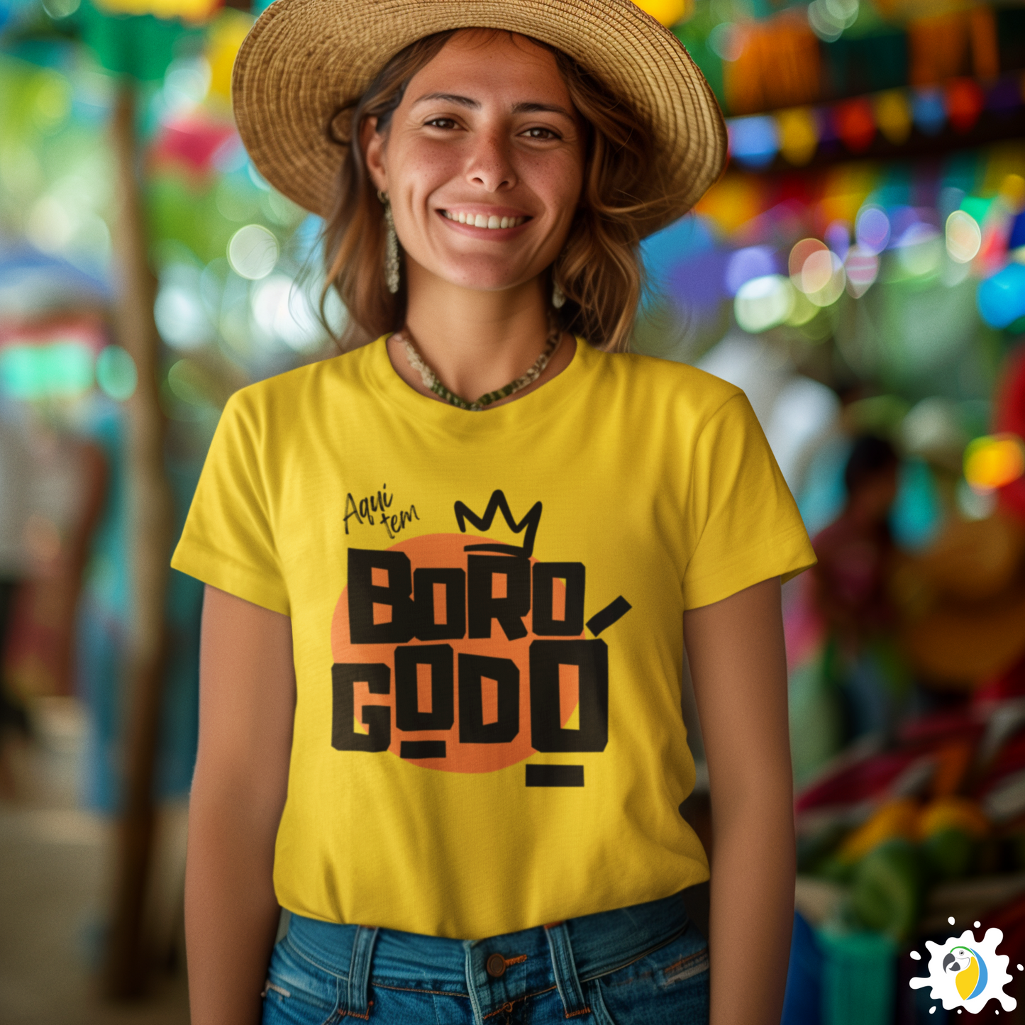 Brazil "Aqui Tem Borogodó" Graphic T-shirt • Brazilian Slang For Swag Funny Yellow Tee