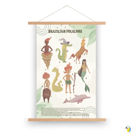 Brazilian Folklore Watercolor Wall Art • Brazil Mystical Characters Decorative Hanging Painting