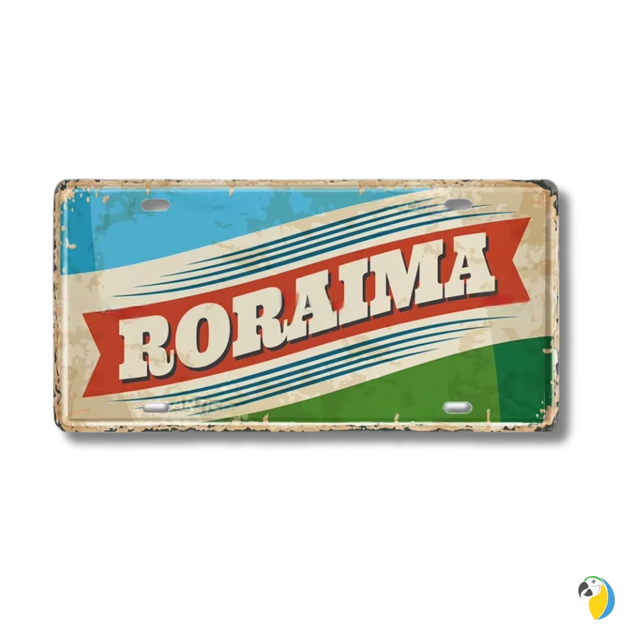 Brazilian States License Plate • Brazil City Names Tin Sign • Retro Wall Hanging Metal Print • Vintage Shabby Chic South American Decor • Papagaio Studio Design Shop