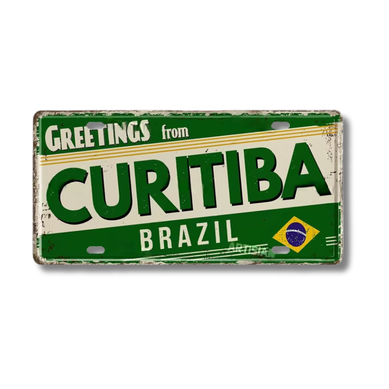 Brazilian States License Plate • Brazil City Names Tin Sign • Retro Wall Hanging Metal Print • Vintage Shabby Chic South American Decor • Papagaio Studio Design Shop